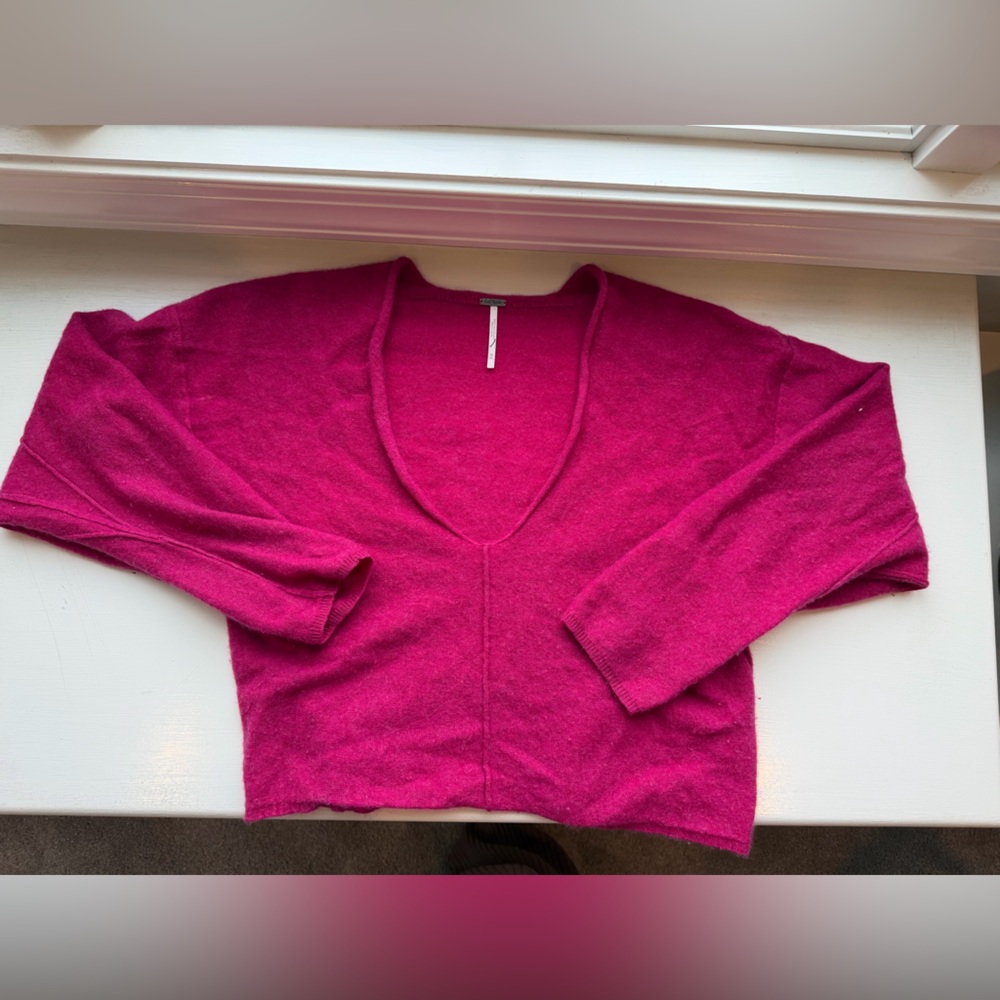 Free People Solitaire Cashmere dark pink plush sweater sz M